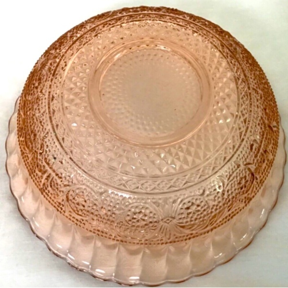 Vintage KIG Indonesia Pink Glass Fluted Bowl